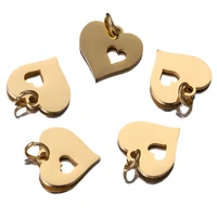5pcs lot gold stainless steel love heart charms pendants for diyjewelry making findings supplies designer bracelets anklet