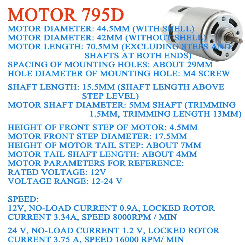 775 795 895 DC Электрический Шпиндельный двигатель 12 36V с ER11 расширение стержня резьба