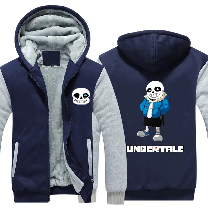 Толстовка с капюшоном изображением черепа Undertale Sans пальто Зимние флисовые