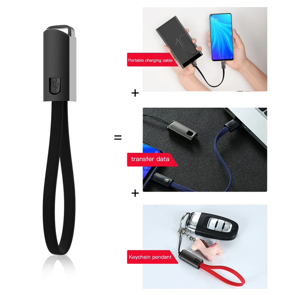 0,2 m Micro usb type C Плетеный брелок для быстрой зарядки кабель передачи данных 2.4A кабель для Redmi Android USB мобильный шнур для телефона