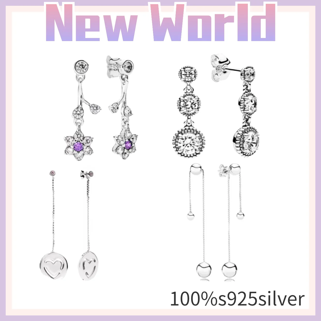 

Hot style 100% 925 Sterling Silver Perfect Original Pandora Earrings with Classic Character Silver DIY Earring Jewelry for women