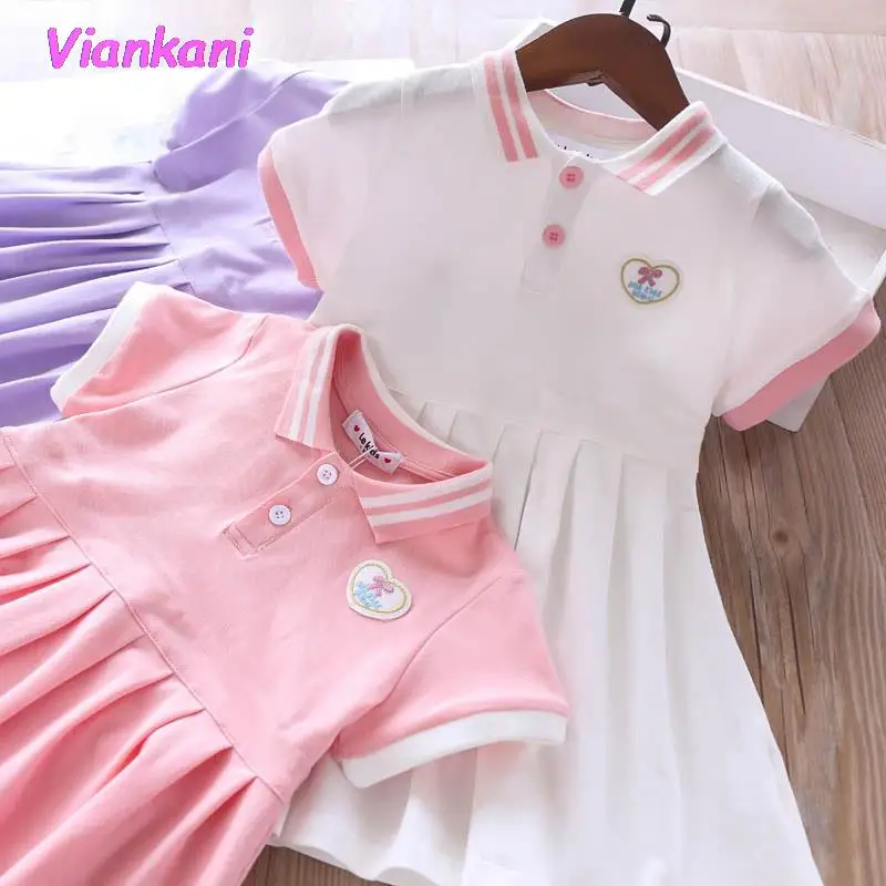 

Baby girl summer cotton cute t-shirt dress kids short sleeve casual pleated dress 2021 Fashion Sundress Vestidos