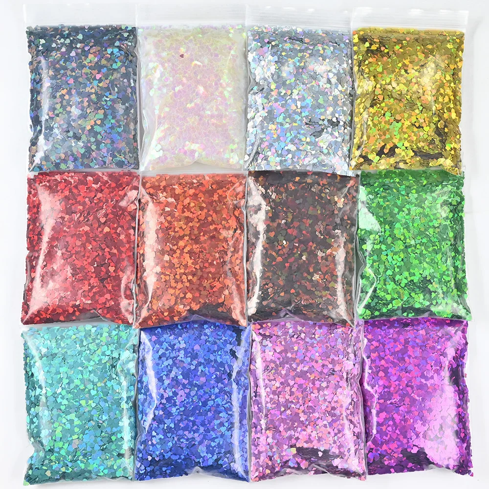 

50G Valentine's Day Love Nail Art Slices Decorations 19Colors Laser Pear Heart Sequins Mix 2Size 3D Manicure Paillette Flake#MD1