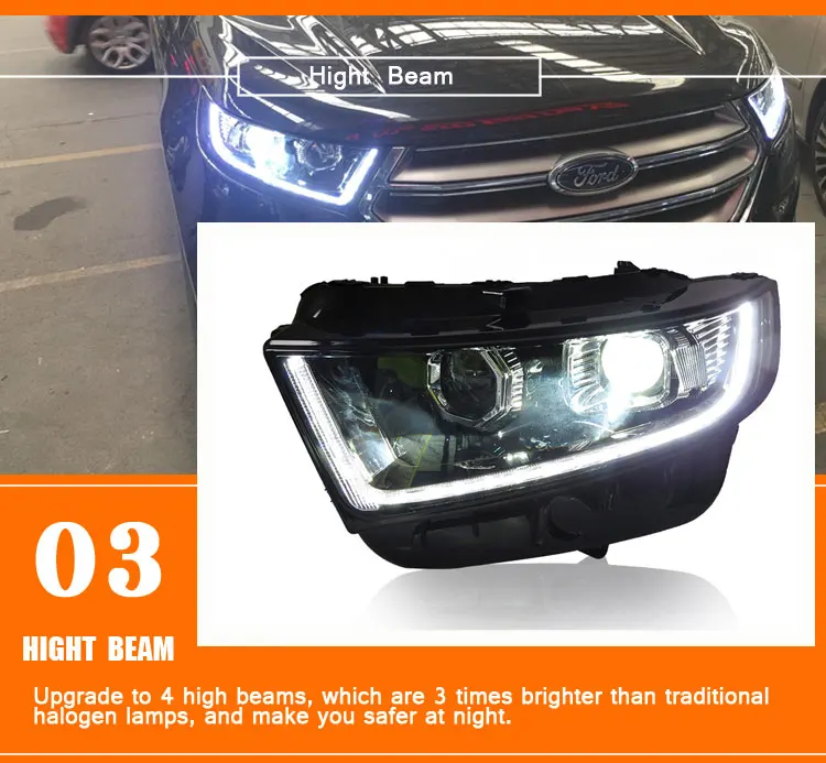2 шт. автомобильный стиль светодиодный фары для Ford Edge- для Edge Головной фонарь светодиодный DRL Объектив двойной луч H7 HID Xenon bi xenon объектив