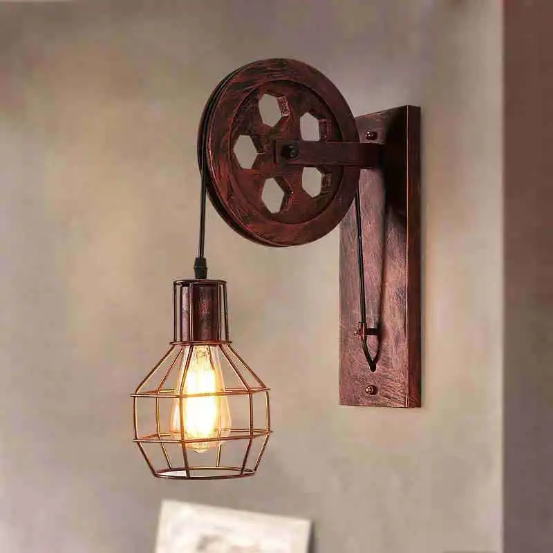 

Creative Retro Loft Wall Lamp Adjustable Lifting Pulley Wall Light Porch Aisle Corridor Cafe Bronze Sconce Light/Wall Decor