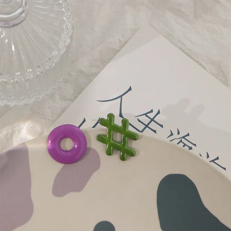 

Summer new korean fashion asymmetrical color geometric chic wind symbol earrings niche design earrings jewelry female