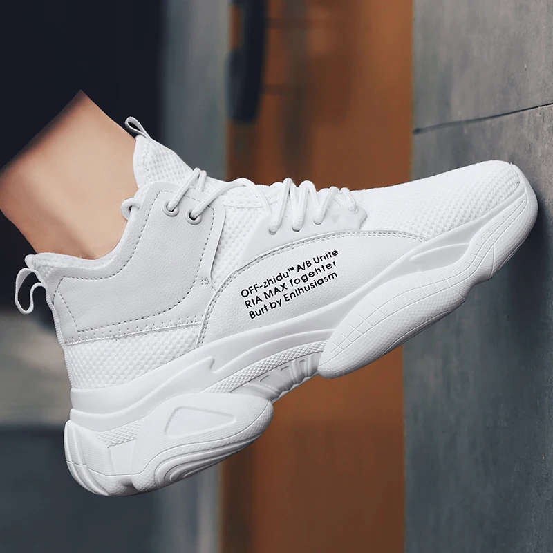 Мужская обувь большие размеры 47-48 белые спортивные кроссовки из сетчатого