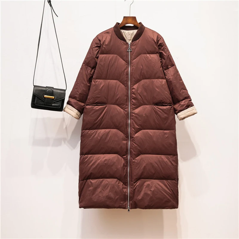 Fitaylor женский пуховик на белом утином пуху ультра-светильник 90% длинная свободная