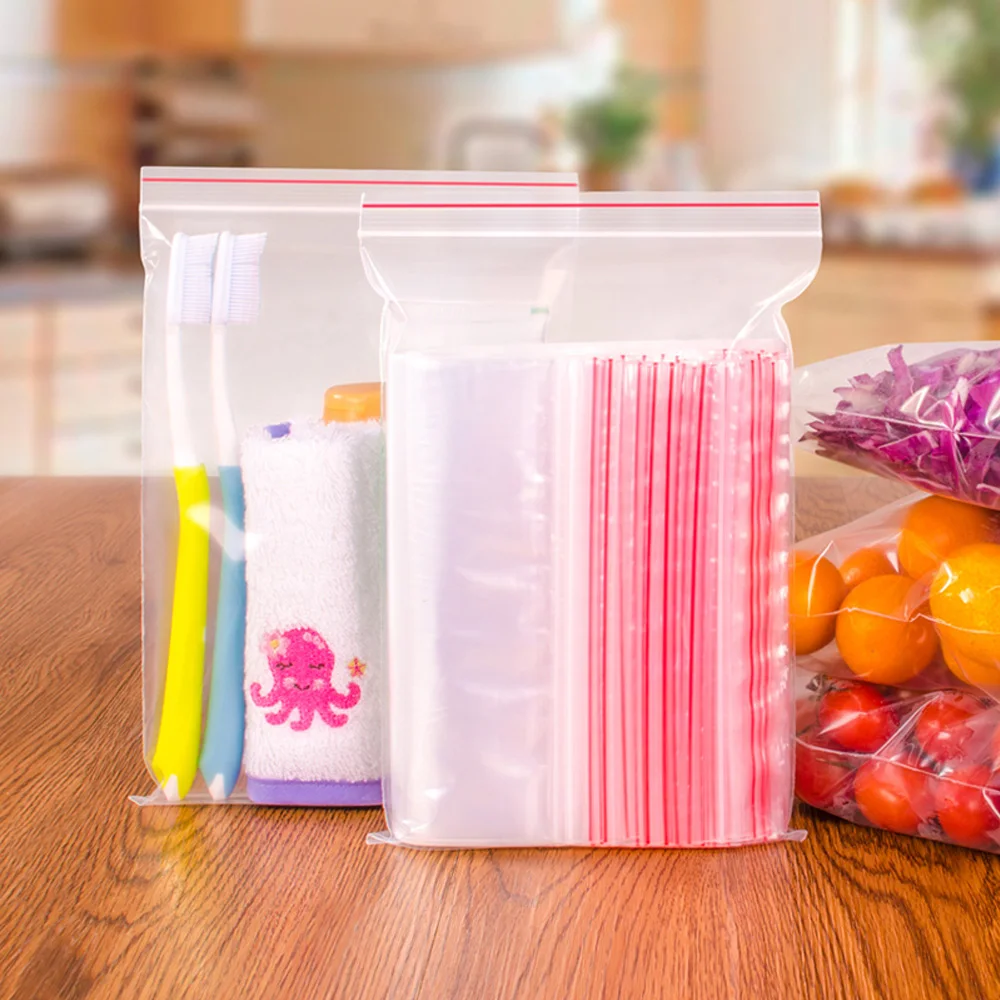 100 шт. Пластик мешки Ziplock Еда упаковки ювелирных изделий небольшой замок типа