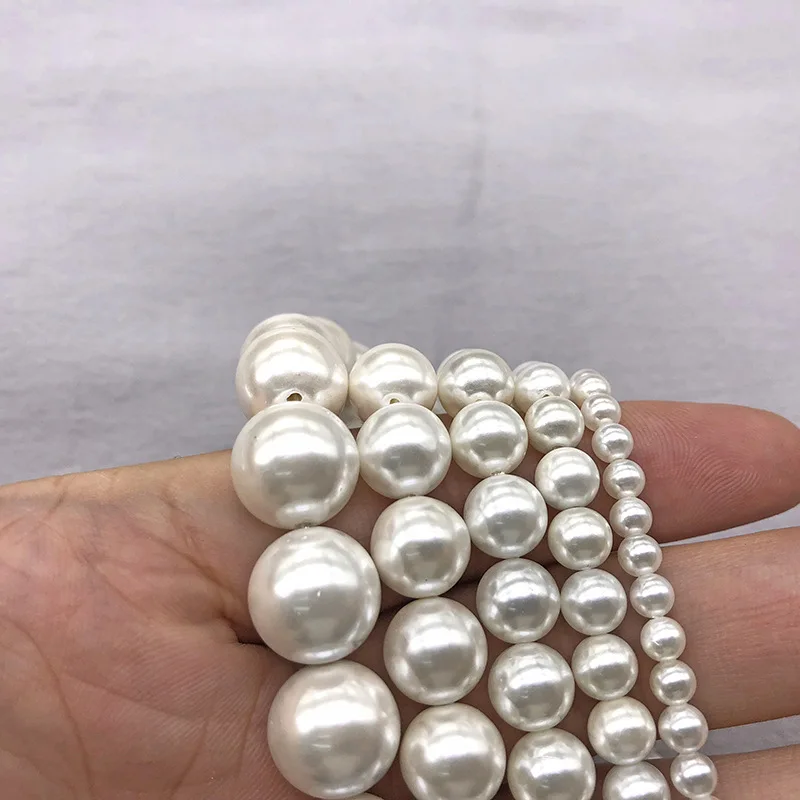 Жемчужные бусины круглые жемчужные белого цвета для изготовления ювелирных