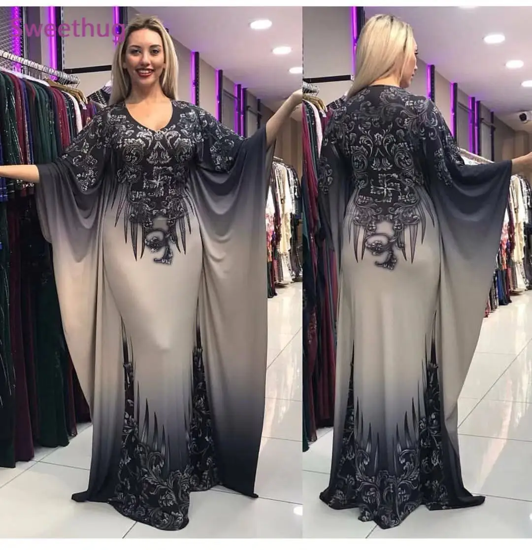 2020Womens Muslim Abayas Dubai Islamic Clothing Bangladesh Hijab Evening Dresses Batwing Sleeve Maxi Dresses Ramadan Eid Mubarak