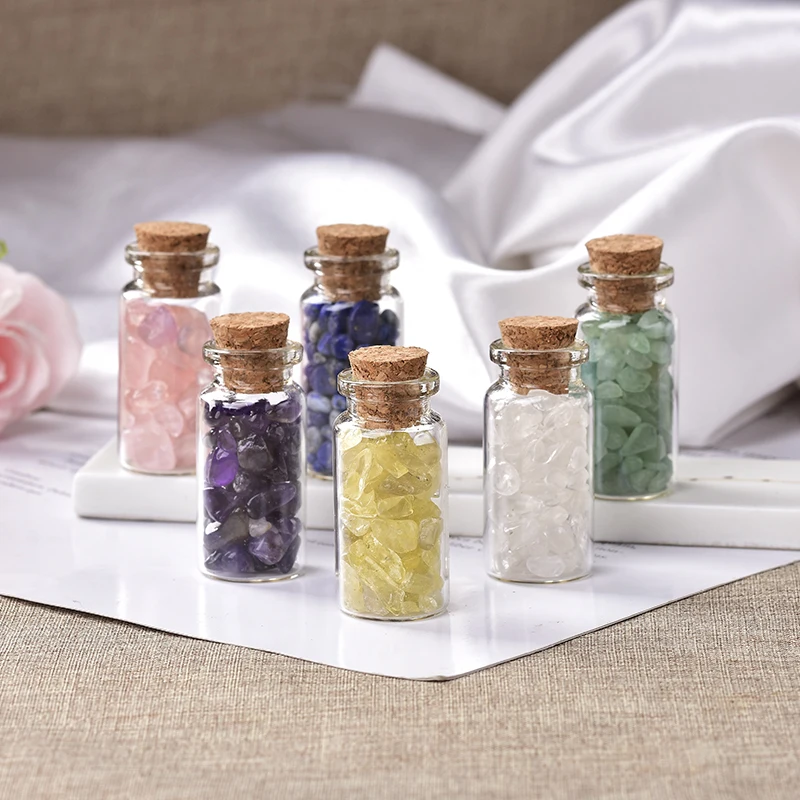 1Box-packed с натуральными кристаллами гравия образца стеклянная бутылка