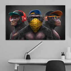 Картины с тремя обезьянами в разных стилях, подойдут для декора помещения