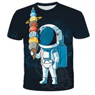 Детская футболка для мальчиков и девочек, с 3D-принтом космос, планета, космос, галактика, космонавт, луна, звездное небо, 2021