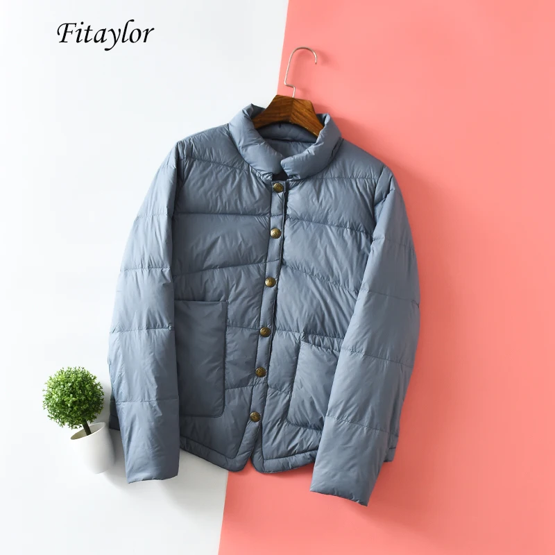 Fitaylor женский пуховик с воротником-стойкой ультра-светильник свободная парка на