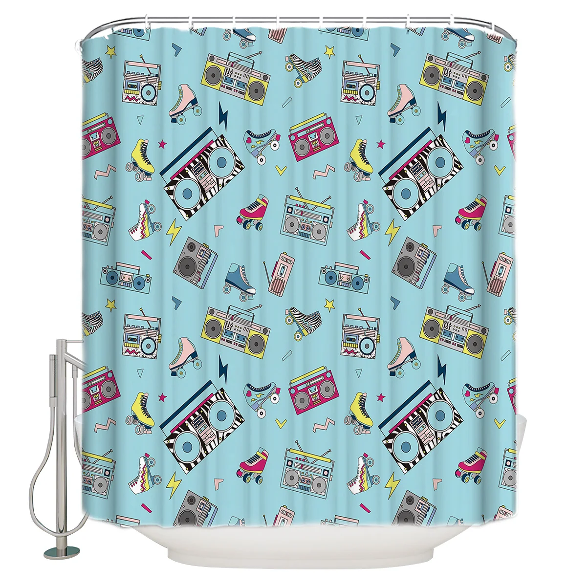 Музыкальное радио синяя занавеска для душа с крючками винтажная цветочным
