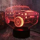 Клёвый автомобиль Hummer транспортировки 3D светодиодный ночной Светильник Иллюзия Новинка светодиодные настольные лампы для дня рождения, Рождества, лампа для маленьких мальчиков Игрушки домашний декор