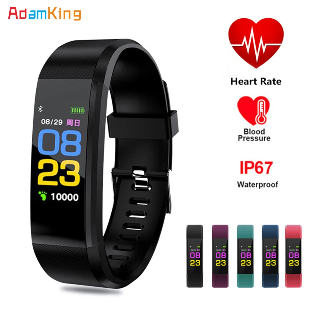 

Smart Bracelet 115 Plus Blood Pressure band Fitness Tracker Sport watch Heart Rate Monitor Smart Wristband For Android iOS