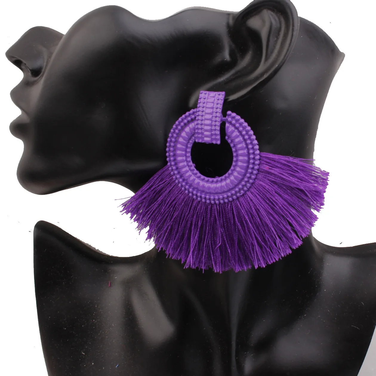 purple Новые винтажные серьги-кисточки в стиле «Бохо длинные Подвесные серьги для Для женщин красный фиолетовый желтый ручной работы серьги, ювелирные изделия женские висит - Окраска металла: purple