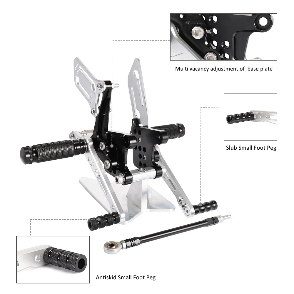 CNC мотоцикл подножка подножки Peg педаль Rearset Серебряный протектор для Suzuki SV650 SV650S GSXR600 GSXR750 GSX1000 K1 D40