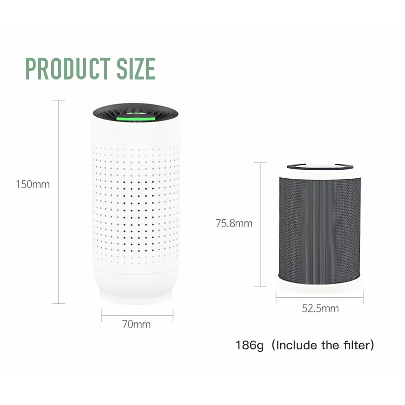 

SOONICK Car Air Purifier Smart Sensor Mini Air Purifier Automatic Speed Adjusted USB Portable Auto Air Freshener For Car Home