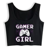 crop top sport gamer girl stuff gifts for teens cute video gaming fashion harajuku sleeveless tops women