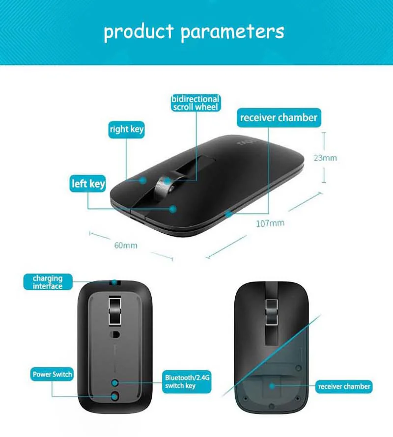 Rapoo M550 перезаряжаемая многорежимная Bluetooth 3,0/4,0 и 2,4G беспроводная мышь офисный ПК управляемая 3 устройства Бесшумная тонкая мышь