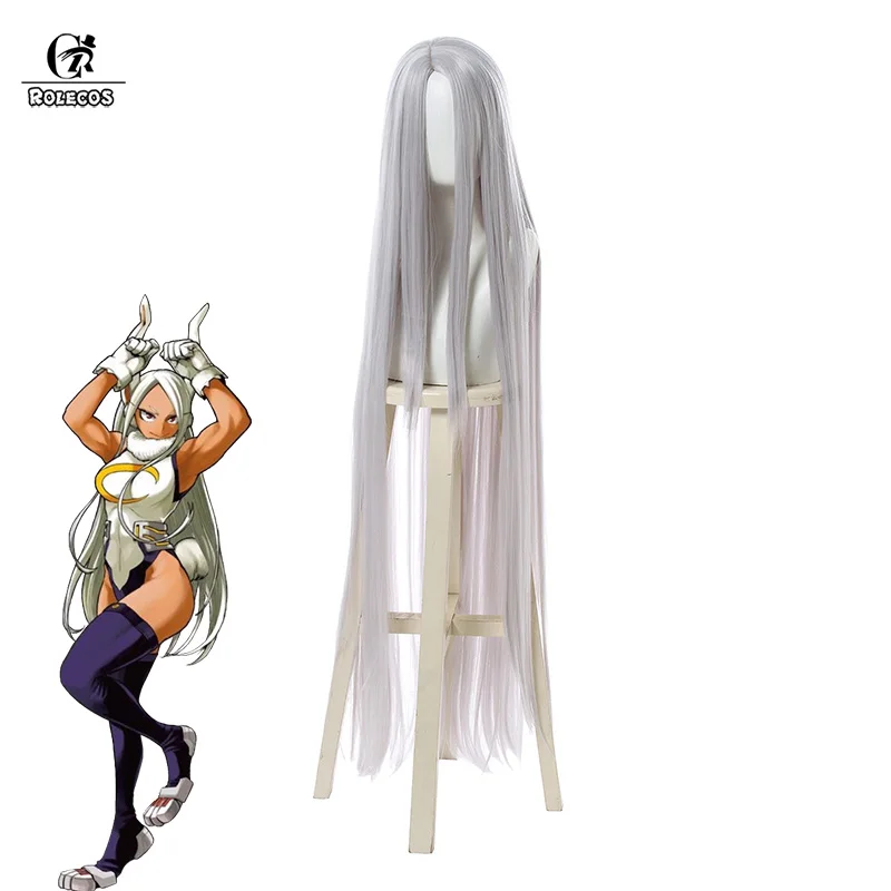 Парик для косплея Мирко ROLECOS MHA Rabbit Hero прямой парик женщин белые волосы из аниме
