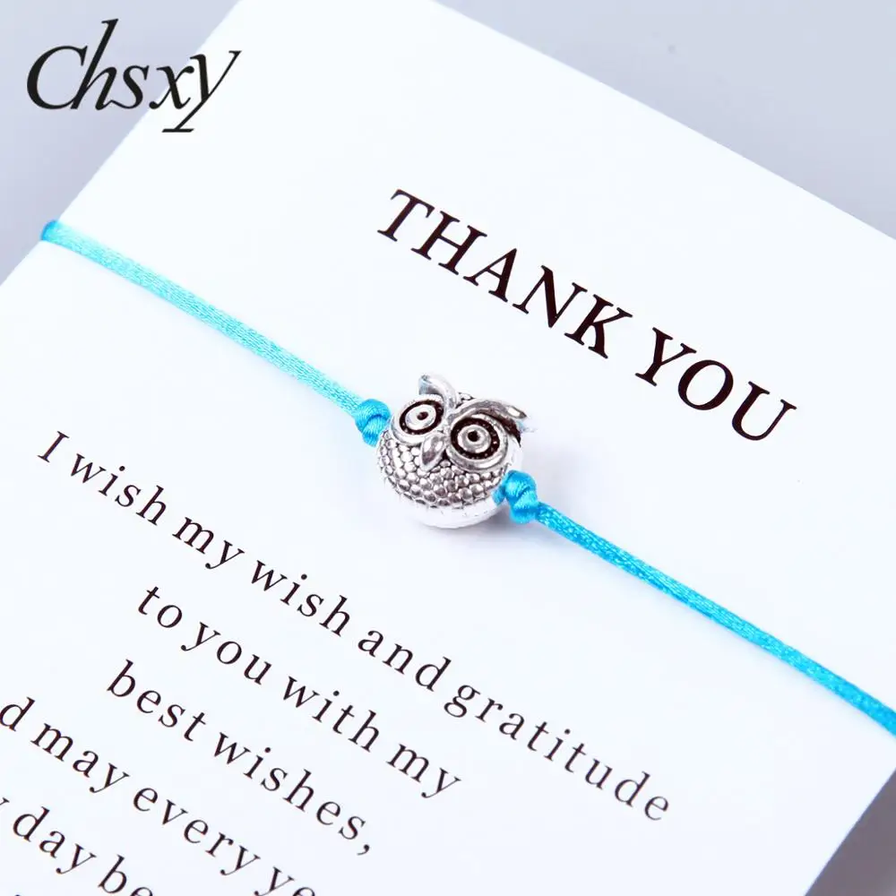 CHSXY в винтажном стиле Серебристая Сова Подвески Браслет желаний Мода 12 Цвета