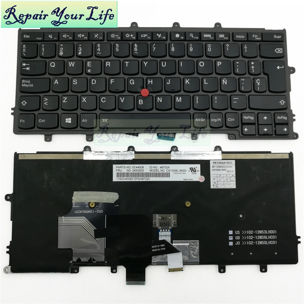 

Клавиатура для ноутбука SP Spanish для lenovo x240 0C44008 04X0203 48T02X CS13XBL-84S0 черный кабель с подсветкой
