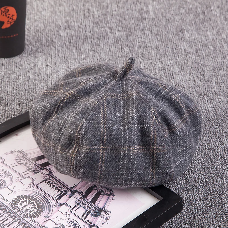 

Autumn Winter Hats for Women Solid Plain Octagonal Newsboy Cap Men Ladies Casual Wool Hat Winter Beret Women Painter Gray Caps