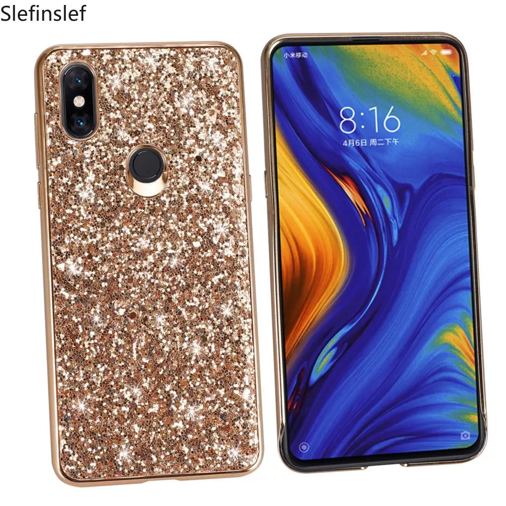 Чехол для Xiaomi Mi Mix 3 Роскошный Жесткий блестящий тонкий защитный задний из