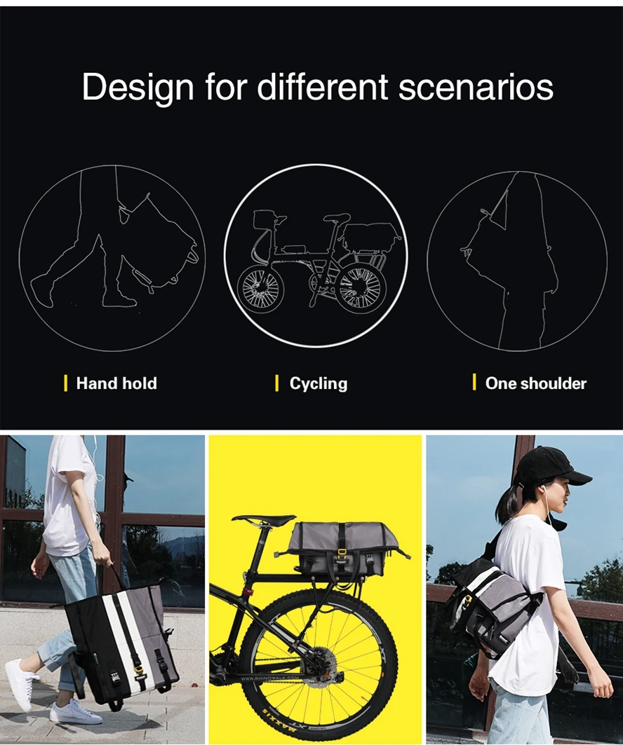 

Многофункциональные велосипедные сумки Rhinowalk 21L, рабочая дорожная сумка для езды на велосипеде, переносная дорожная сумка для горного велос...