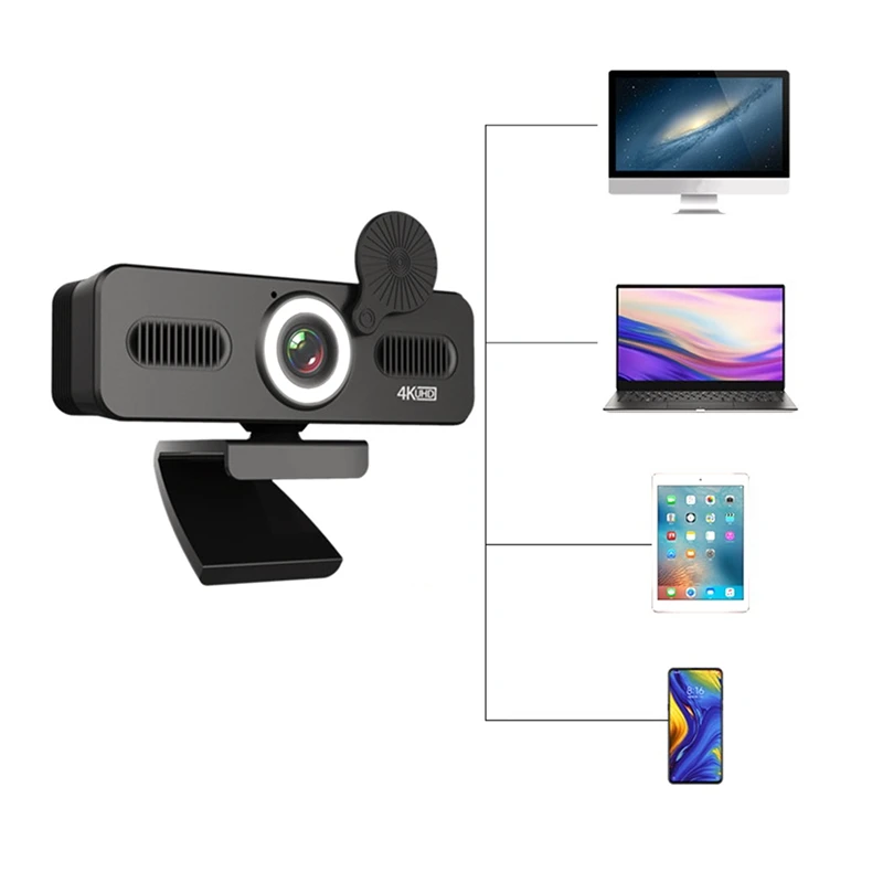 

4K Full HD Computer Webcam, Plug-And-Play Webcam with Autofocus Function for Real-Time Meetings and Chats