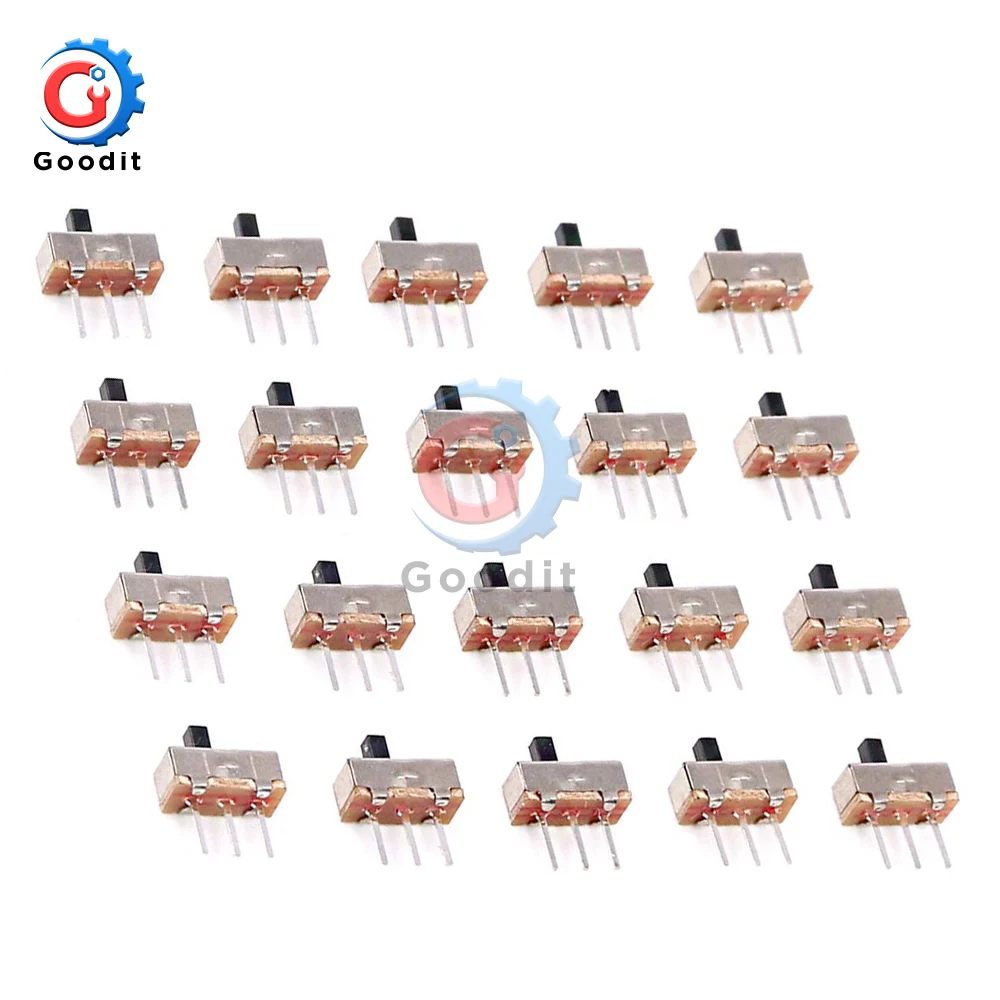 50 шт. SS12D00G3 скользящий переключатель 2 положения SPDT 1P2T 3Pin PCB панель мини Вертикальная Зажимная скоба переключатели для DIY электронных аксессуаров