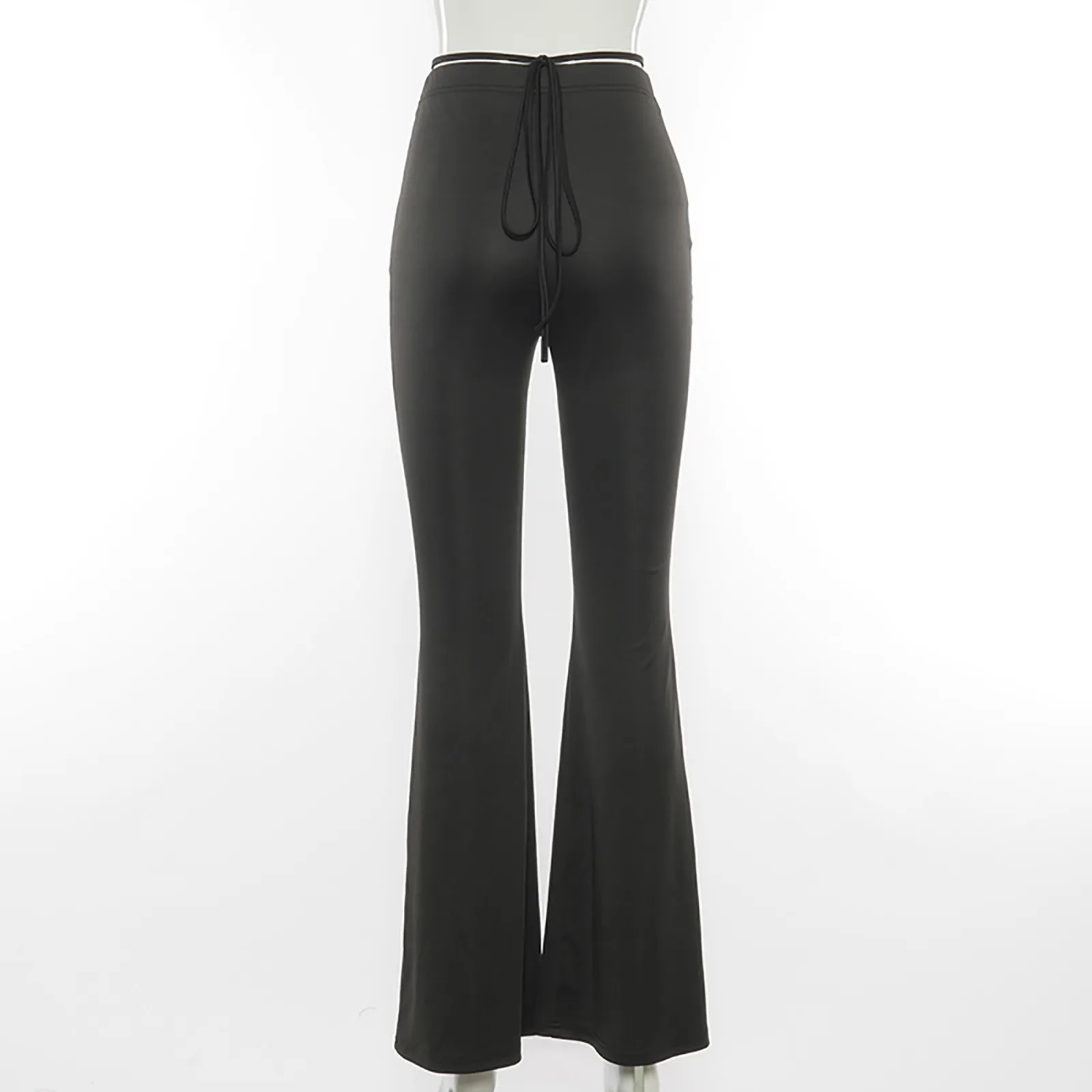 

Women's Sexy V-Shaped Hight Waist Umbilical Crop Overlap Midriff Cross Strap Flared Ladies Casual Long Close-Fitting Tight Pant