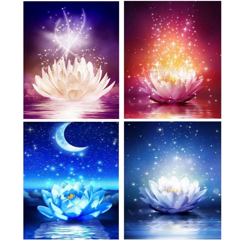 

SenyuArt 5d DIY Diamond Painting Mosaic Full Square Diamond Embroidery Lotus Flower Picture of Rhinestones Craft Home Wall Decor