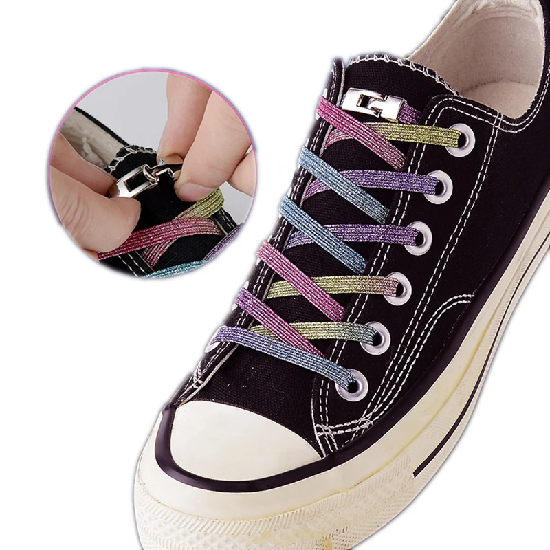 

Эластичные шнурки для обуви, Модные металлические, с перекрестным замком, без завязывания, подходят для всех видов обуви, плоские, для детей ...