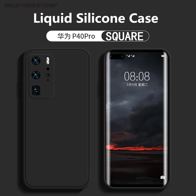 

For HuaWei P30 Pro P40 Pro Case Square Original Liquid Silicone Full Protection Cover For Huawei Mate 30 40 Pro Nova 7 SE Case