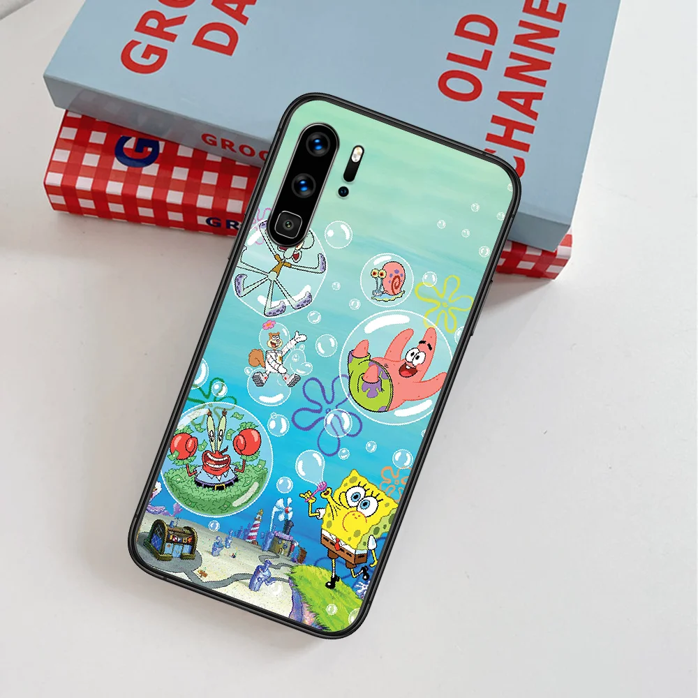 

Cartoon Spongebos Cute Patrick Phone Case For Huawei P Mate Smart 10 20 30 40 Lite Z 2019 Pro black Cell 3D Waterproof Painting