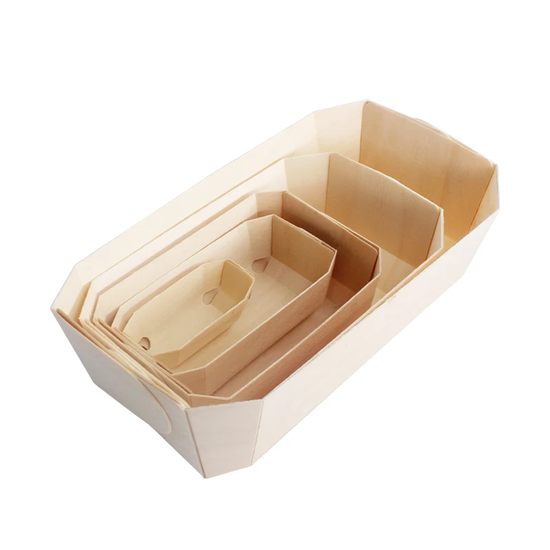 Bandeja de papel para alimentos, bandeja de madera desechable para embalaje de pasteles, Pan, hornear y ensaladas-4