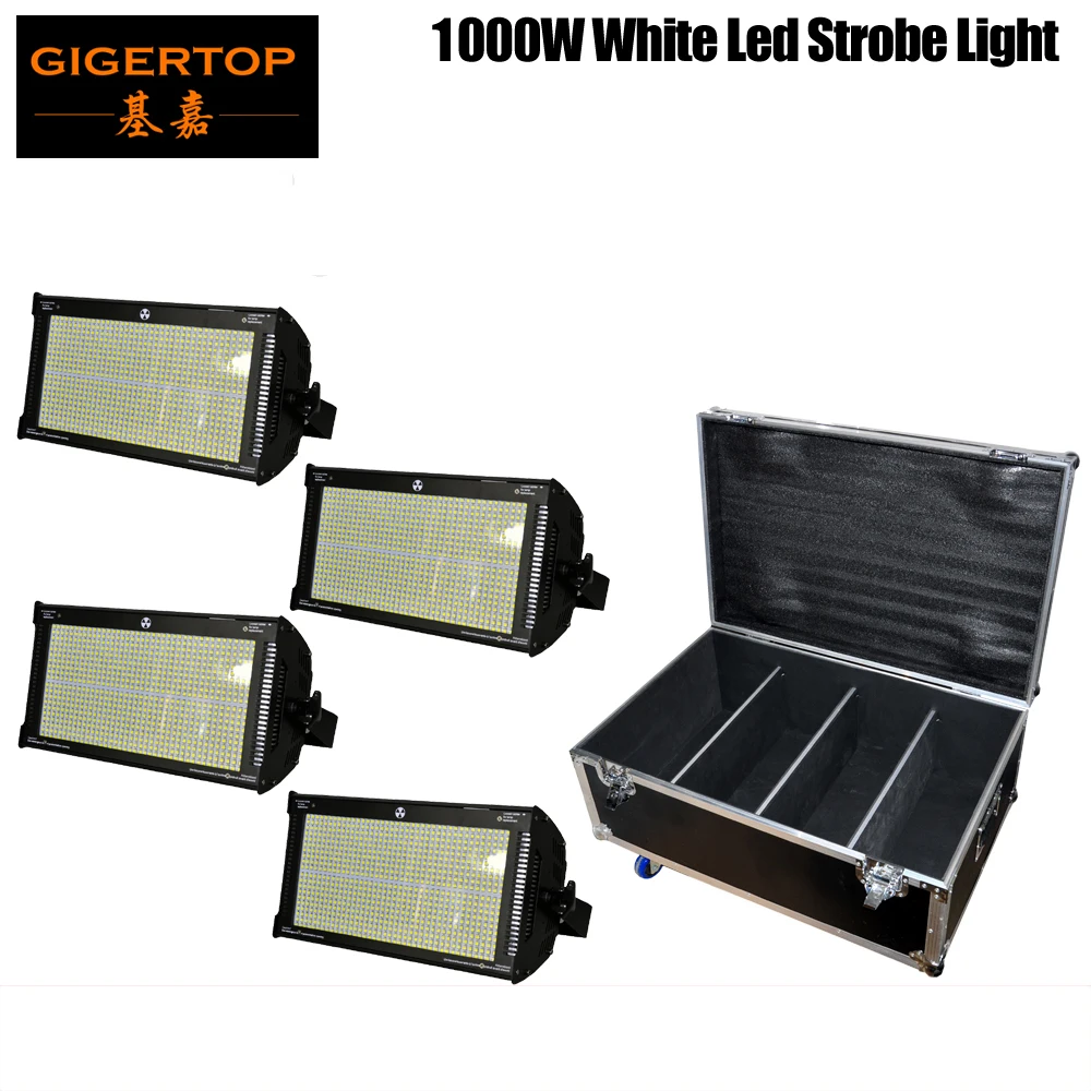 

4in1 Flight Case Packing 4XLOT 1000W Stage Led Strobe Light 800PCS SMD 50-50 Cree Led Lamp White Shinning Blinder Special Effect