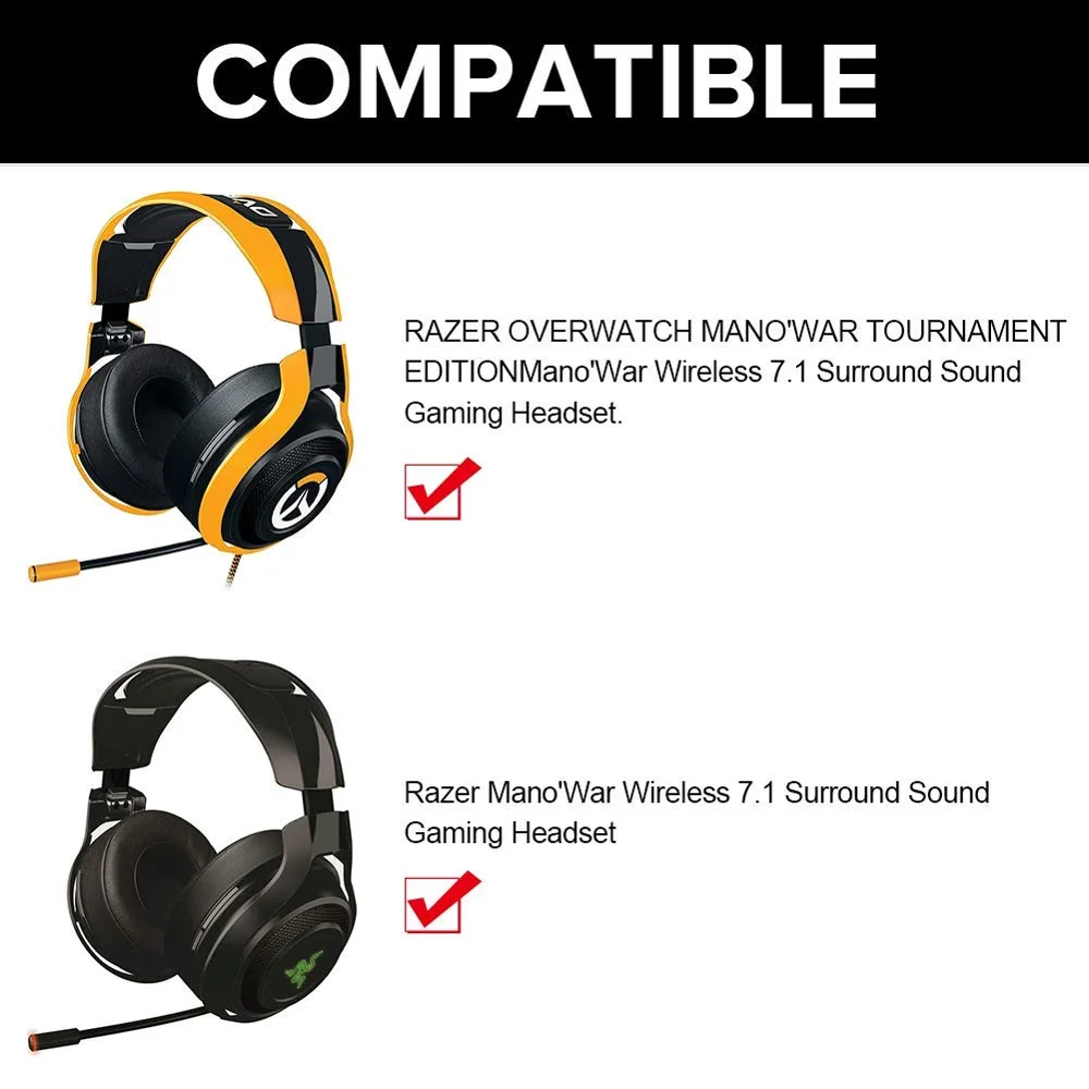 

Replacement Memory Foam Ear Cushion Kit Pad Cover Earpads Headband for Razer ManO'War Headphones