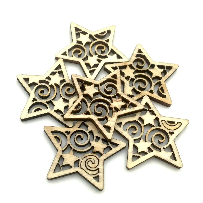 

30 шт. 30 мм рождественские деревянные карманы Рождественская звезда DIY деревянные поделки для дома Рождественская вечеринка Новогодние укра...