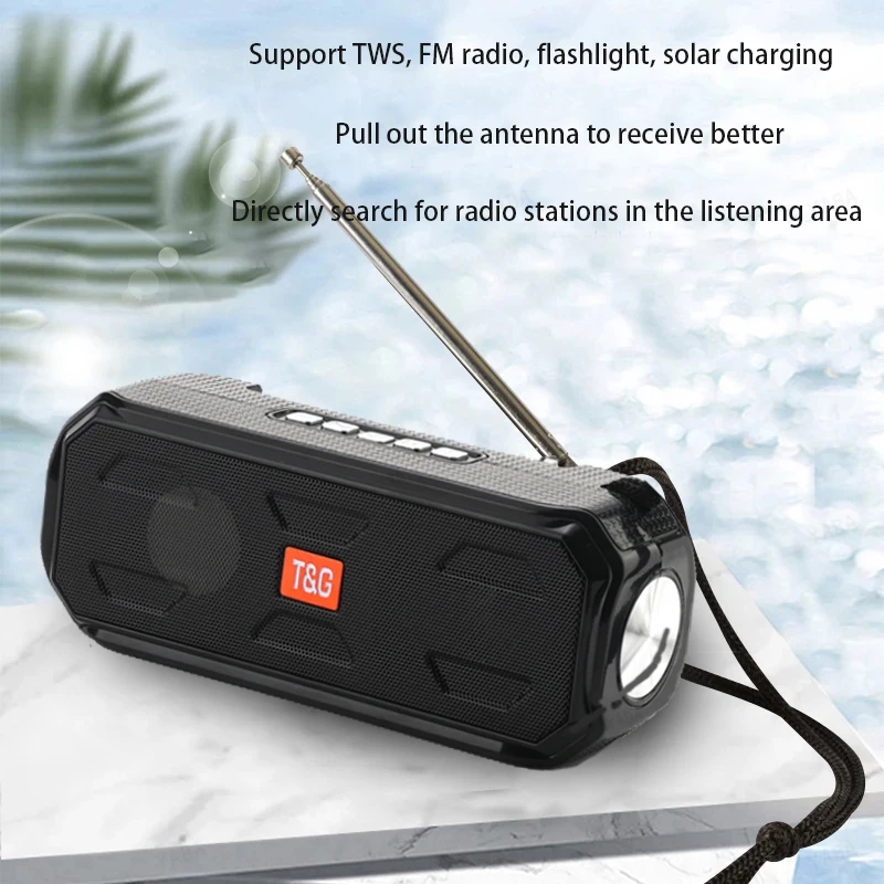 

Bluetooth-compatible Outdoor Speaker Portable Wireless Stereo bass Music Box TWS Support TF/FM Radio/USB/AUX With flashlight