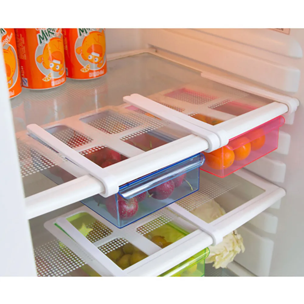 

Kitchen Fridge Freezer Slide Drawer Type Space Saver Storage Organizer Rack Shelf Holder Storage Boxes Bins Plastic Storage Box