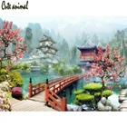 5D DIY Алмазная картина Алмазная вышивка японский сад дом озеро пейзаж Картина Стразы Алмазная мозаика для украшения подарок