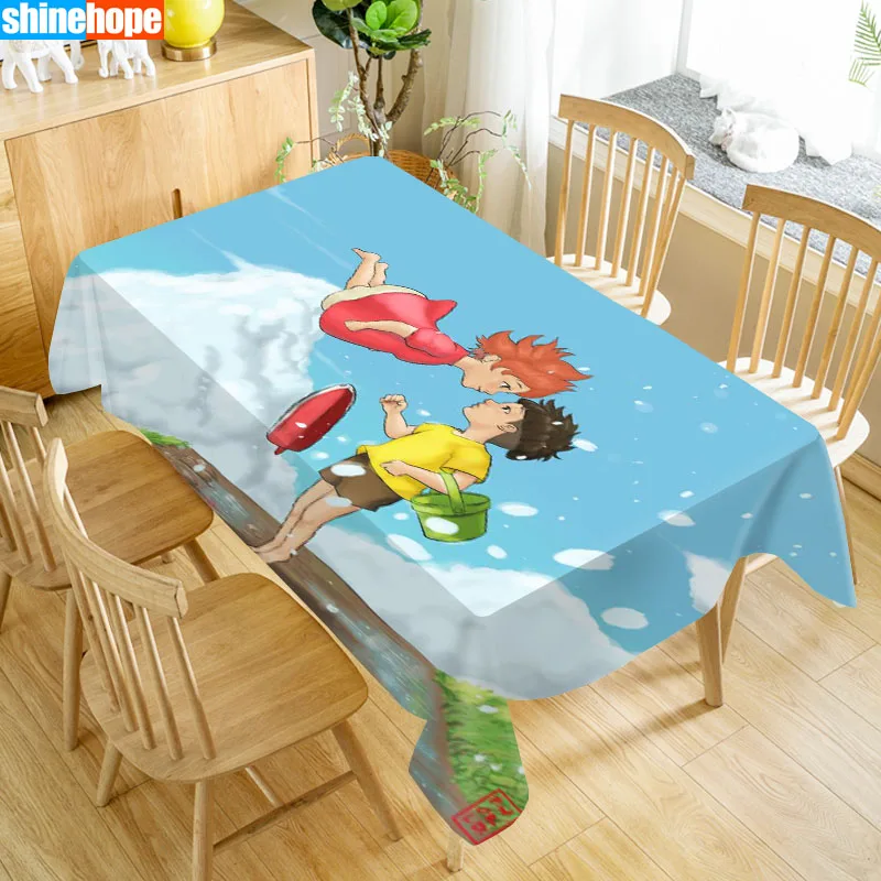 

Hayao Miyazaki Ponyo Tablecloth Oxford Fabric Table Cloth Wedding Decoration Rectangular Table Cover For Party TV Covers