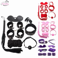 7pcs bdsm bondage set fetish slave adults games hand cuffs ankle cuffs eye patch collars mouth gag rope whip sex toys for couple