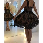 Элегантные лиловые туфли Платья для выпускного 2021 Высокая шея с аппликацией из кружева атласный бальное платье Чай Длина Бальные платья для выпускного вечера robes de soiree